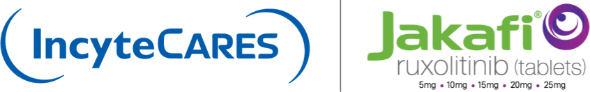 Logos for IncyteCARES & Jakafi (ruxolitinib) tablets