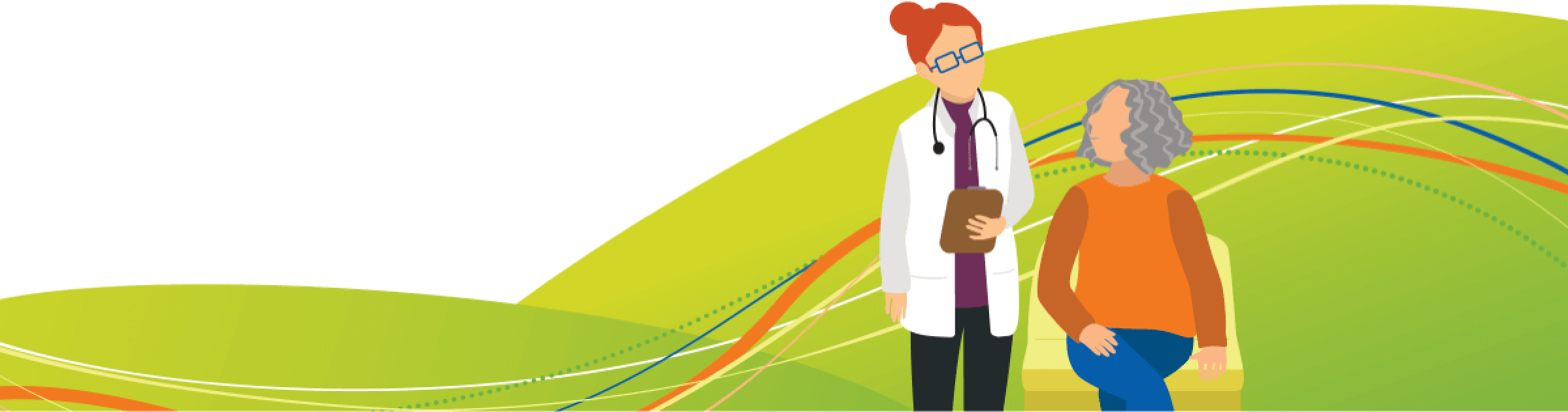 Graphic of Healthcare Professional with patient
