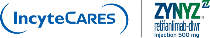 Logos for the IncyteCARES for ZYNYZ patient support program