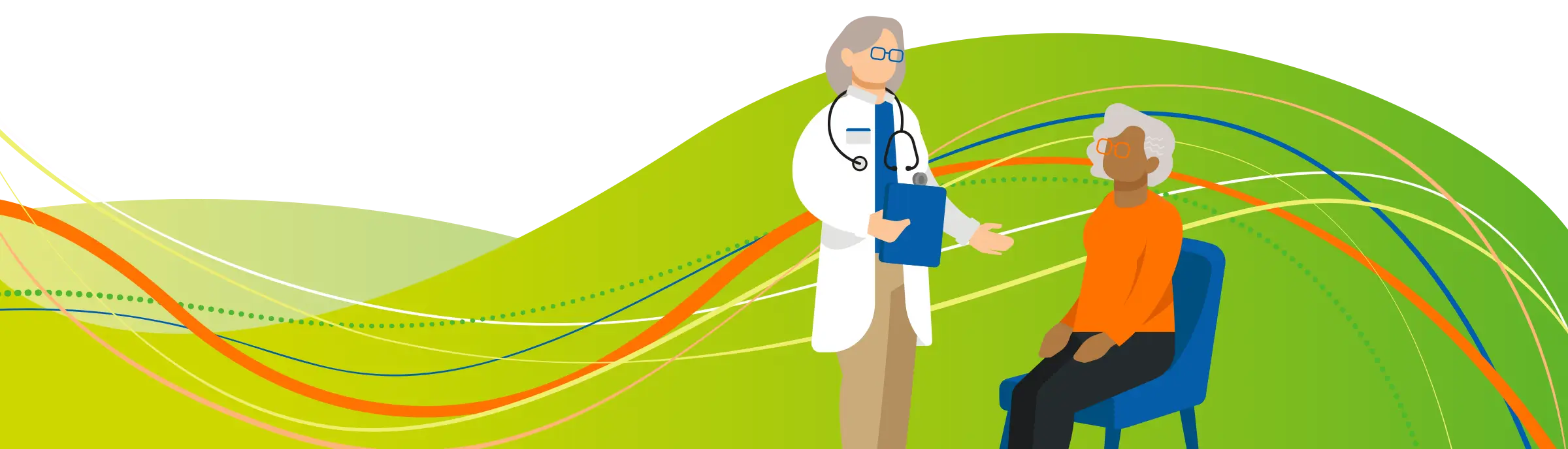 Graphic of Healthcare Professional with patient