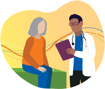 Graphic of Healthcare Professional and patient. Click this image or the checkbox to indicate that you prefer to ask your Healthcare Professional to enroll you in IncyteCARES for Jakafi